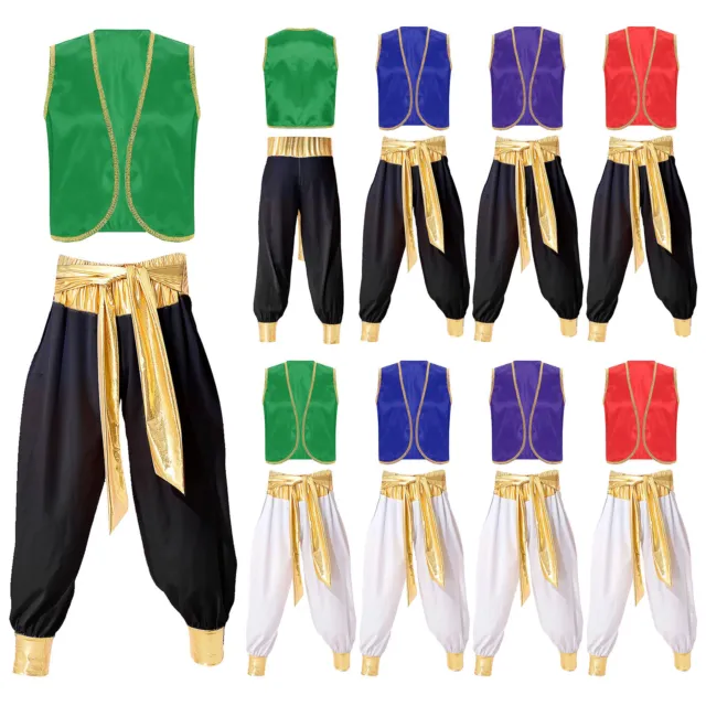 DE Herren Arabischer Prinz Araber Kleidung Weste mit Hose Karneval Kostüm Outfit