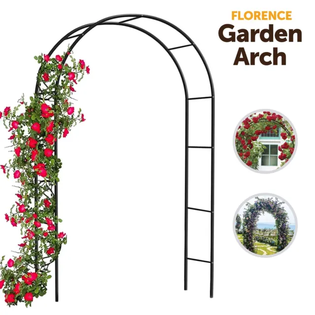 Metal Garden Arch Heavy Duty Strong Tubular Rose Climbing Plants Archway 2.4m