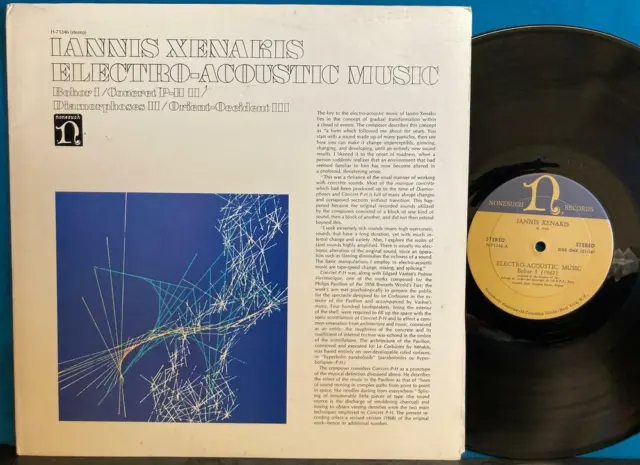 Iannis Xenakis~Electro-Acoustic Music~Nm 1970 Electronic Lp~Sterling Rl~Ludwig