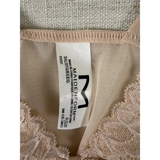 MAIDENFORM FLEXEES SHAPES Firm Control Lace Bodysuit Beige XXXL FLS101 ...