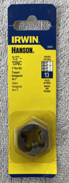 Irwin 9444 1” Hexagon Die 1/2 in.-13NC 13 Threads Per Inch