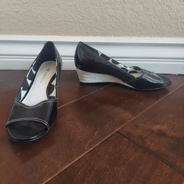 Anne Klein Women's Black White Slip On Wedge Shoes - Size 6.5M