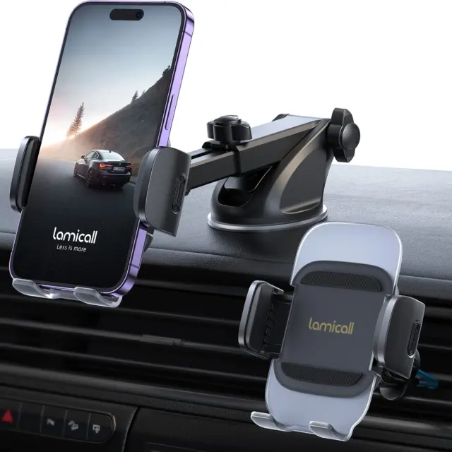 LAMICALL PHONE HOLDER for Car - [Military-Grade Suction Cup] Upgraded 3 in  1 Wid $32.67 - PicClick AU