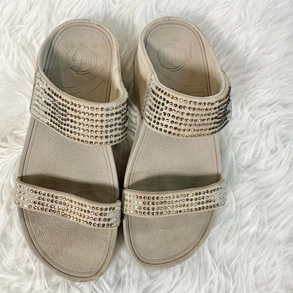 FitFlop Women’s Size 8 Strobe Flare Rhinestone Embellished Sandals