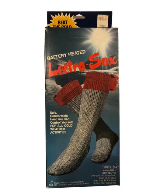 Lectra-Sox Vintage 1986 Battery Heated Wool Blend Socks Size Medium