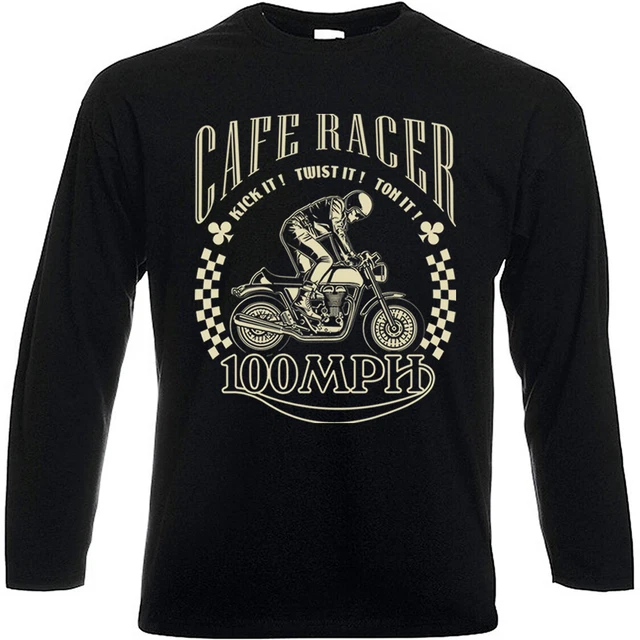 T-shirt Manches Longues Homme Café Racer Moto - Gildan SoftStyle, 100% Coton, Tailles S-XXL