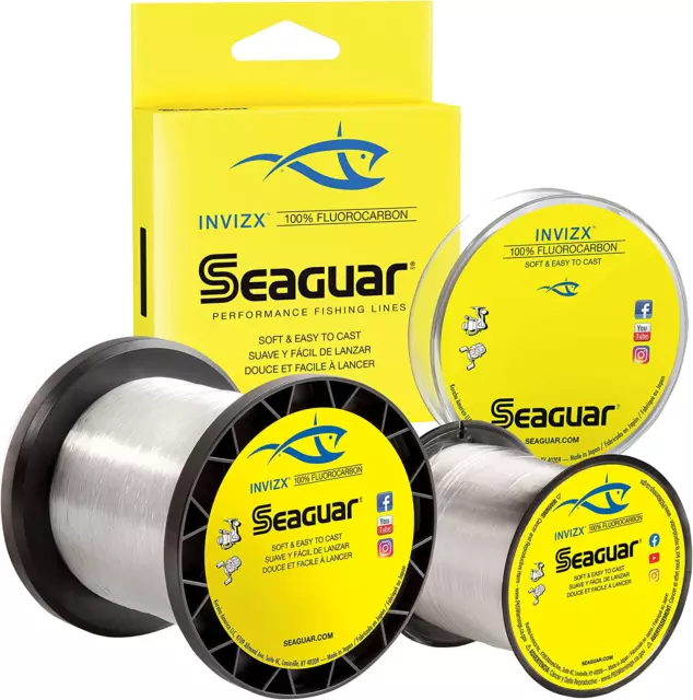 Seaguar Invizx Freshwater 100% Fluorocarbon Fishing Line 200-1000Yds, 4-25Lb Bre