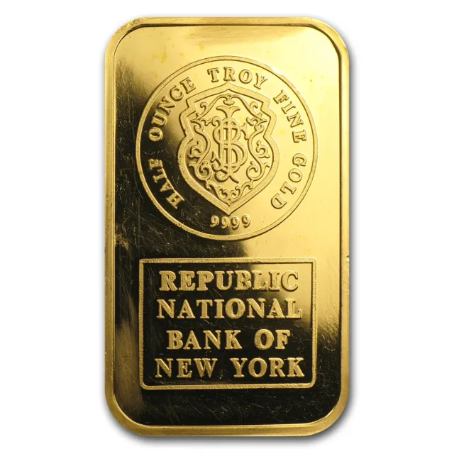 1/2 oz Gold Bar - Johnson Matthey (Republic Bank New of York) - SKU#53541