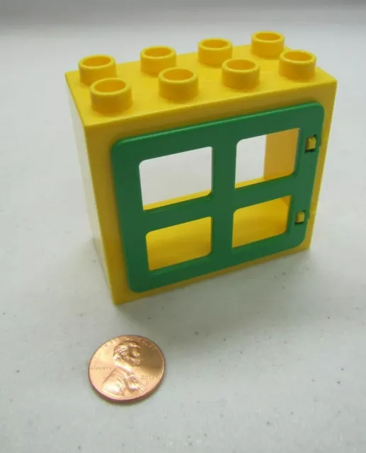 Lego DUPLO YELLOW & GREEN WINDOW PANE DOOR UNIT Building Block 2x4 Square Panes