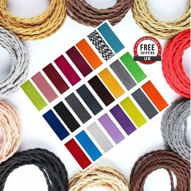 2/3 Core Fabric Lighting Cable Braided/Round All Color Vintage Fabric Flex Wires