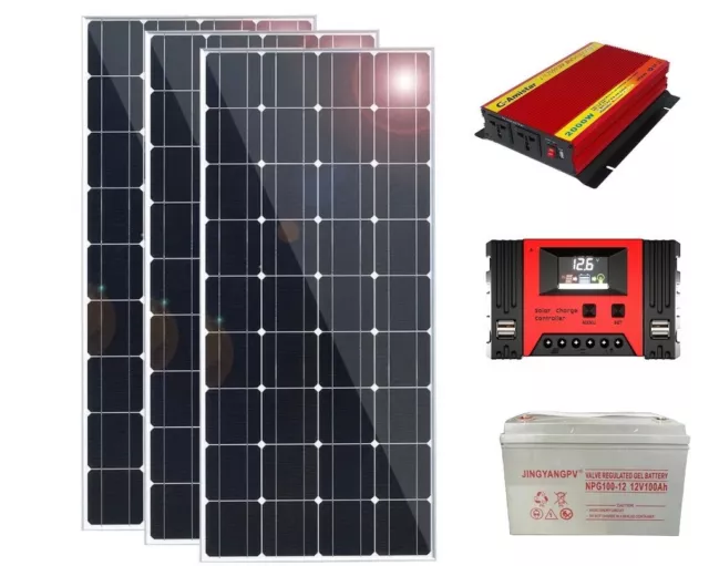 Kit Fotovoltaico Completo 1.5Kw Con Accumulo Casa,Camper,Imbarcazioni