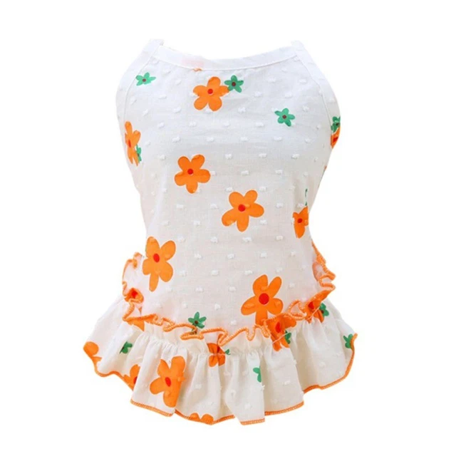 Pet Dog Puppy Princess Skirt Floral Chihuahua Sleeveless Dress Coat Sling Summer