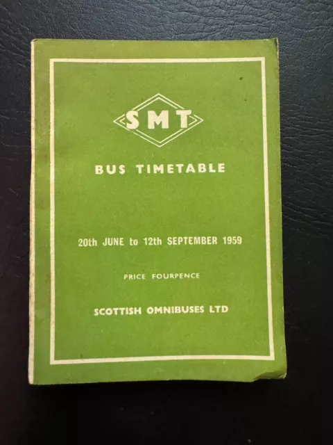 Jun 1959 SMT Scottish Motor Traction Omnibuses Bus Edinburgh Timetable Route Map