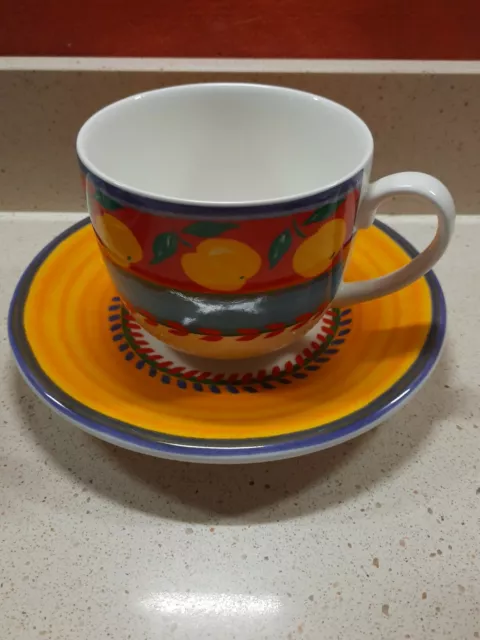 Large Fruit Design Tea Cup & Saucer from Portugal