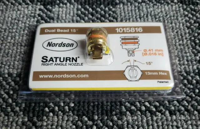 1015816 Nordson Saturn Dual Bead 15⁰ Brown/Orange Right Angle Nozzle 11 Ava NEW!