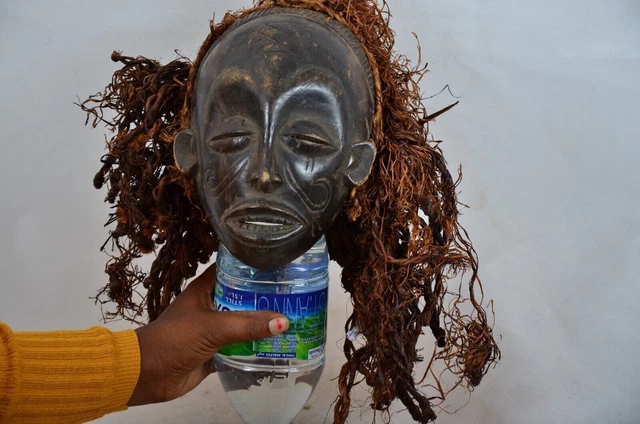 African tribal art, Chokwe Mask Mwana Pwo with Headdress African Art