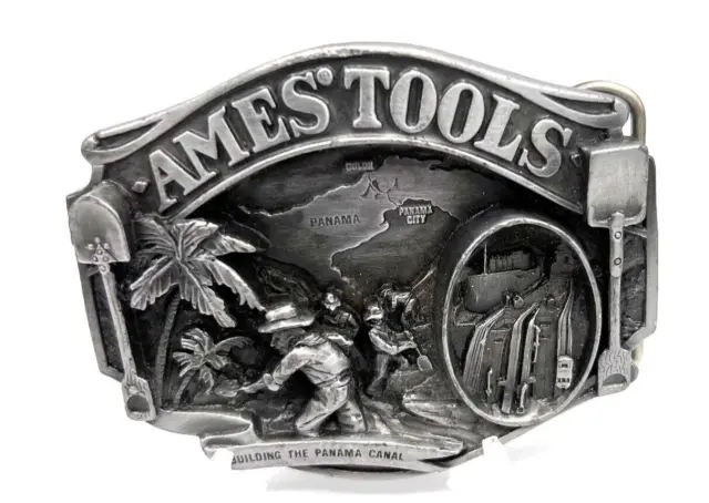 Vintage Ames Tools Belt Buckle Building The Panama Canal 1988 Limited Edition