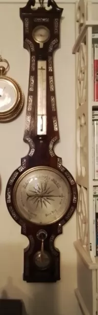 Beautiful Rare Early To Mid   19thc Inlaid Barometer J Vassali Scarborough
