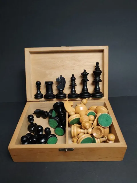 Schachfiguren | gewichtet | Holz | inkl. Box | Vintage | beschwert | 4,5 - 9 cm