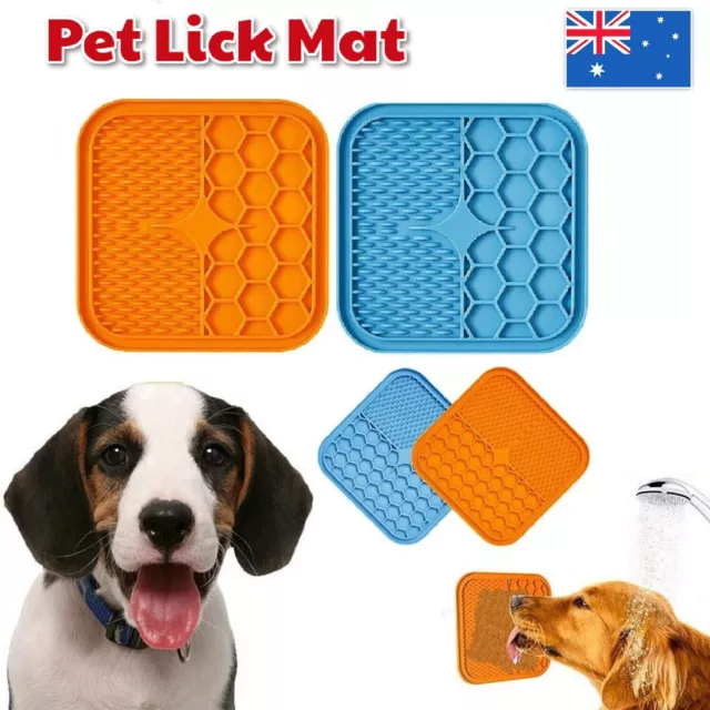 Silicone Dog Pet Lick Mat Pad Boredom Buster Slow Feeder Bath Grooming Helper