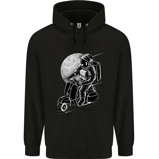 Astro Scooter Spaceman Biker Motorcyle MOD Mens 80% Cotton Hoodie