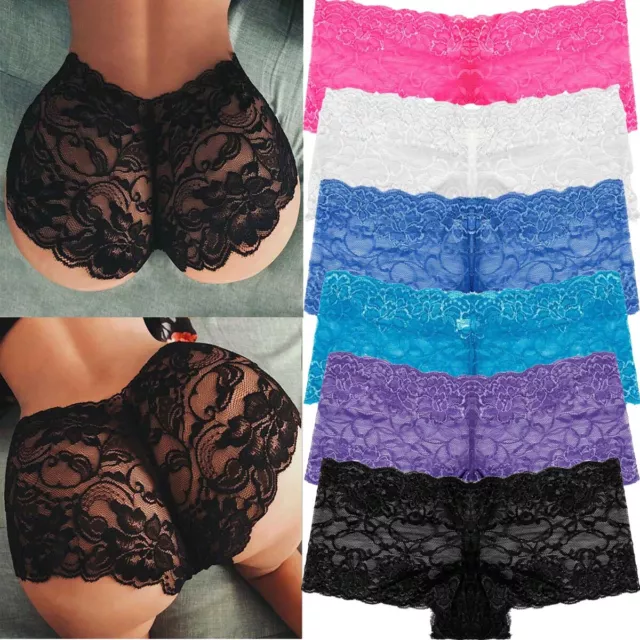 6 Pack Womens Ladies Lace French Knickers Sexy Boxers Underwear Shorts Panties