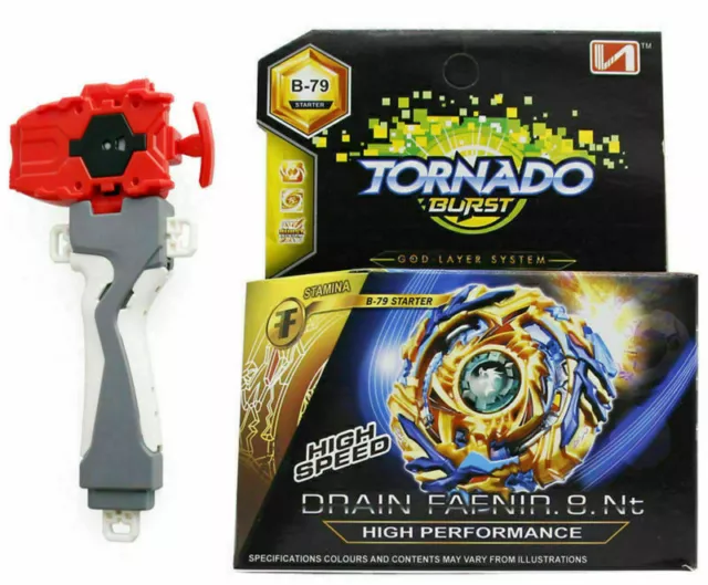 LOT Toupie Beyblade Burst Starter B-79 Drain Fafnir 8 Nt +Lanceur+Grip Poigne FR