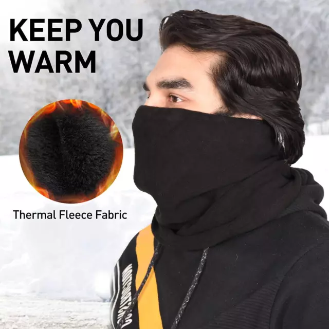 Unisex Neck Warmer Fleece Black Thermal Warm Women Men Face Scarf Balaclava