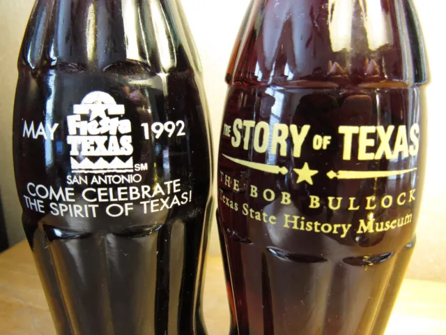 Lot / 2  STORY / SPIRIT OF  TEXAS Coca Cola Bottles - San Antonio + Austin