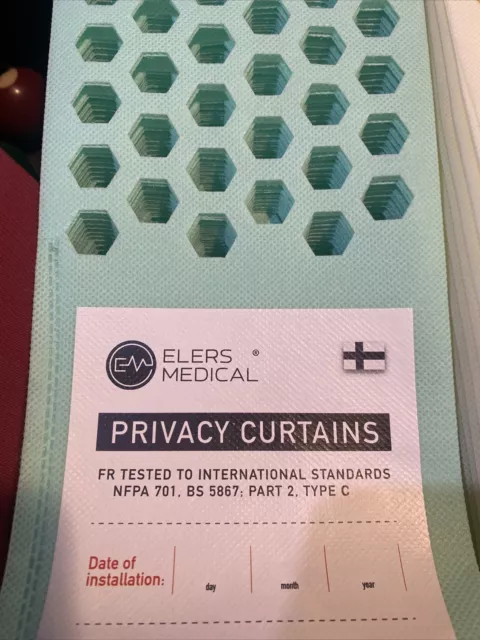 1 Privacy Curtain HOSPITAL CLINIC  Antibacterial 147” X 86” Light Green Mesh