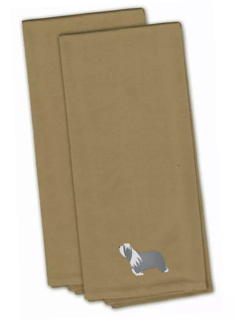 Bearded Collie Tan Embroidered Towel Set of 2 BB3417TNTWE
