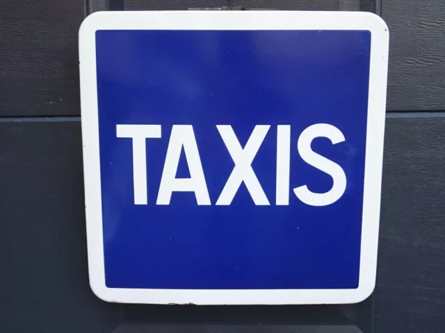 ancien panneau routier TAXI voiture plaque émaillée french enamel road sign
