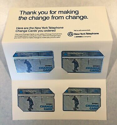 4 Vintage 1994 Nynex Phone Cards, "The Spirit of Service", in Original Mailer