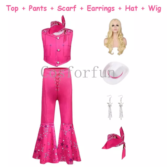 Kids Girls Barbie Margot Robbie Cosplay Costume Dress Wig Hat Party Christmas AU