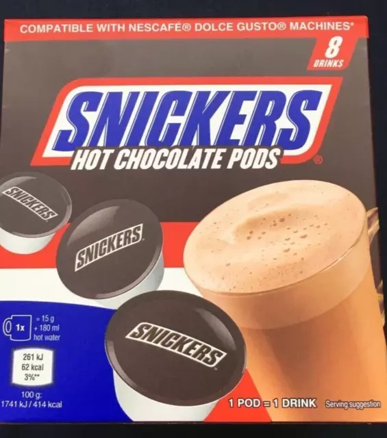 16 SNICKERS Hot Chocolate Dolce Gusto Compatible Pods - 8pk x2 FREE POSTAGE