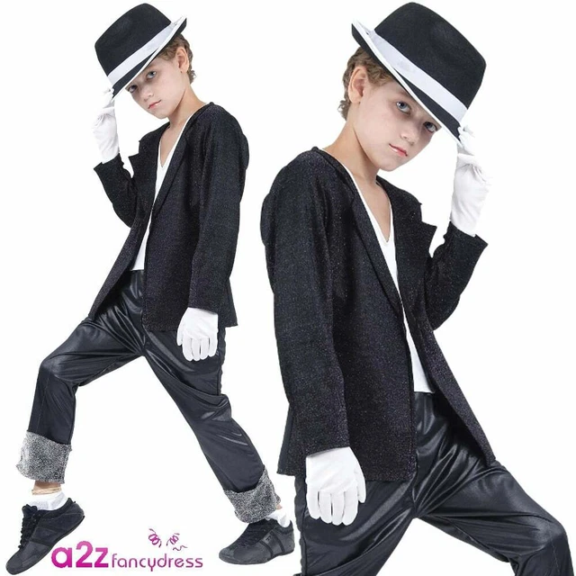 BOYS 80S SUPERSTAR Michael Jackson Costume Kids Pop Star Billie