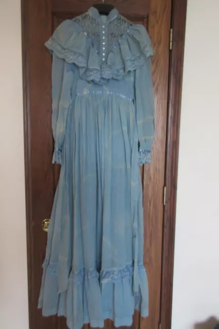 1976 Gunne Sax by Jessica ~ Blue Dyed Lined Maxi Dress  Size 9
