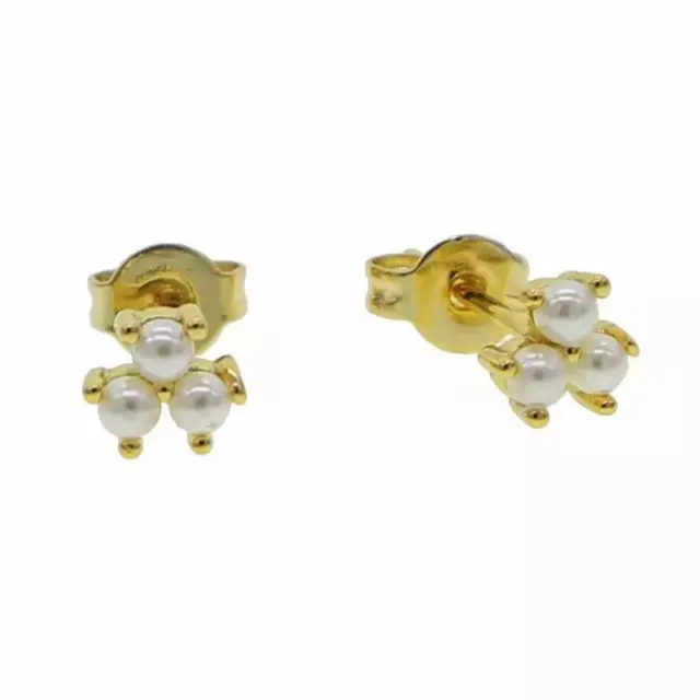 Boucles D'Oreilles Perle Or Ø 5 MM 24 Carat Doré Jaune Femme Imperméable O5573D 2