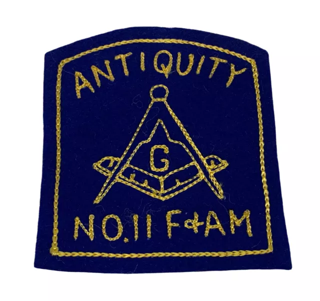 Vintage Antiquity No II Masonic Symbol Embroidered Blue Patch