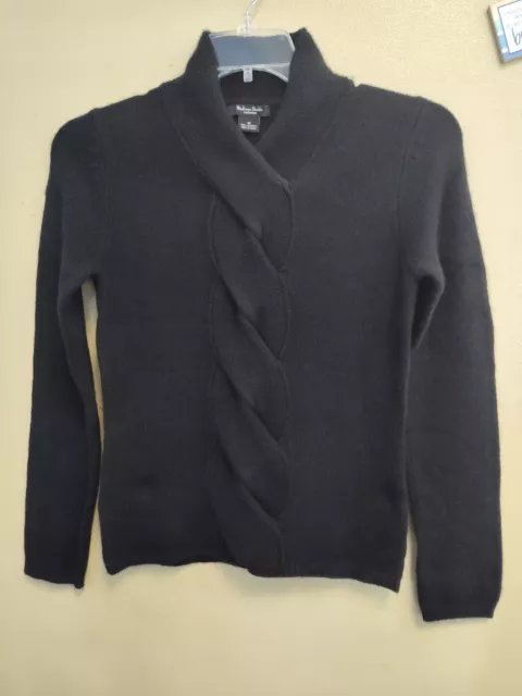 Madison Studio Women's Size Medium 100% Cashmere Black Cable Knit Sweater