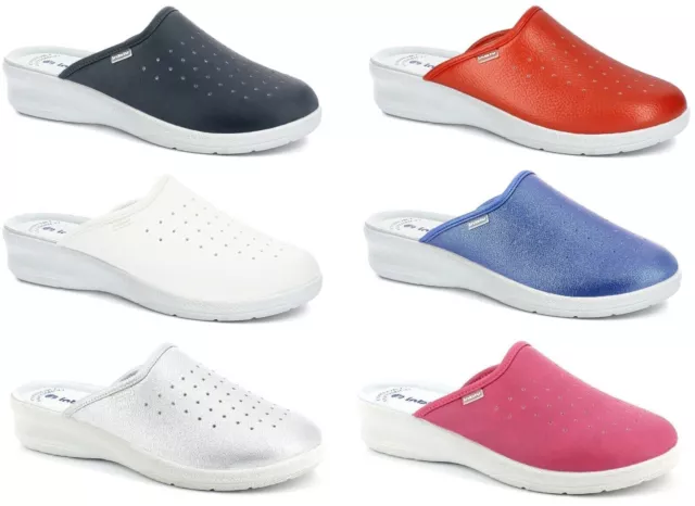 INBLU Ciabatte chiuse sabout sanitarie donna pelle comfort pantofole elastico