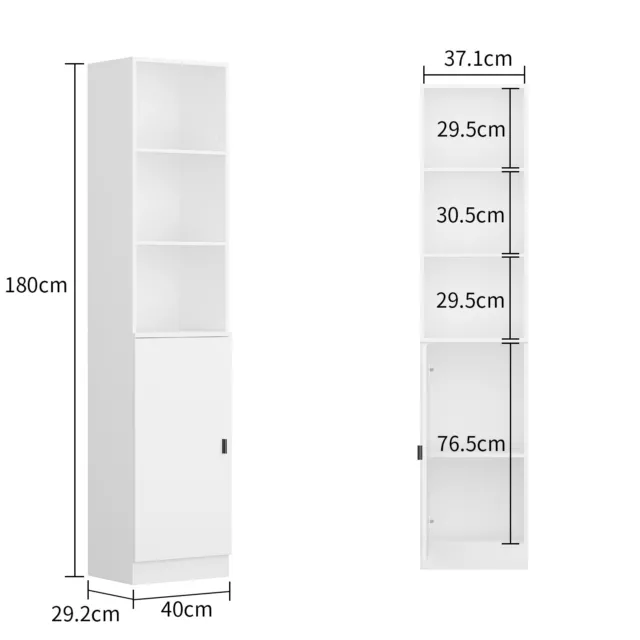 Mueble de baño  estrecho con estante ajustable, vitrina, armario alto con puerta 3