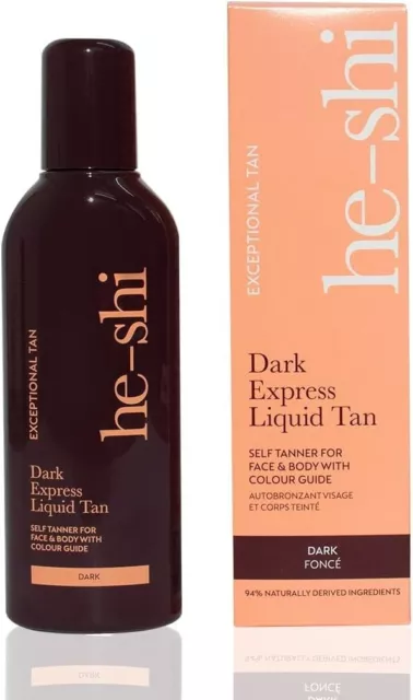 RRP £22 - He-Shi Dark Express Liquid Tan Instant Fake Tan Liquid – Express Fake