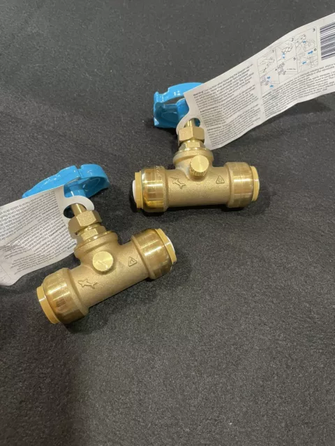 2 pack SharkBite 3/4 in. Push-to-Connect Brass Stop Valve with Drain