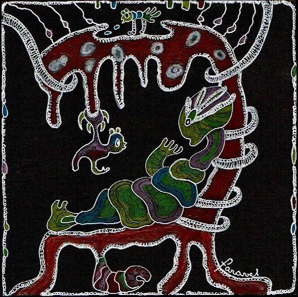 Tableau Peinture Acrylique Art Brut VANHONSEBROUCK – œuvre Signée Abstraite Et Singulière