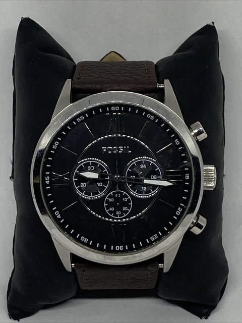 FOSSIL FLYNN BQ1130 Mens Brown Leather Analog Black Dial Quartz