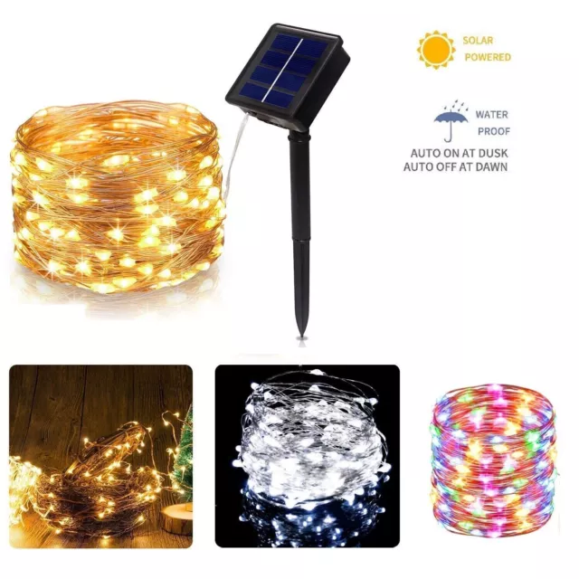 LED Solar String Lights Waterproof Copper Wire Fairy Garden Outdoor UK