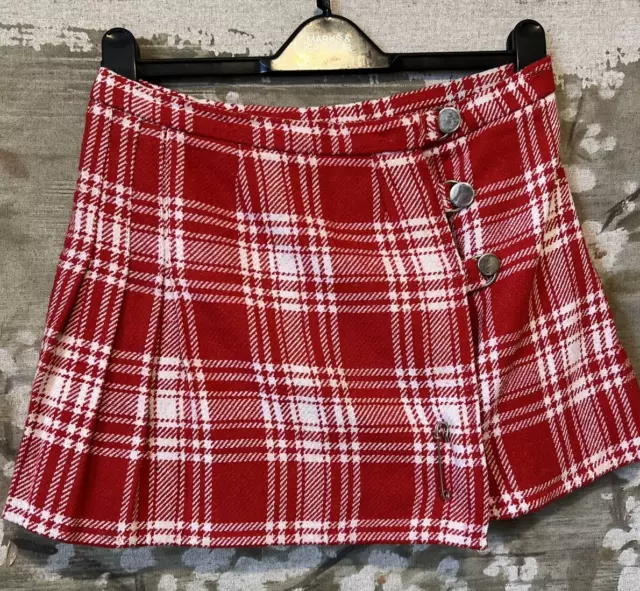 Vintage 1960s Red Tartan Pleated Mini School Skirt