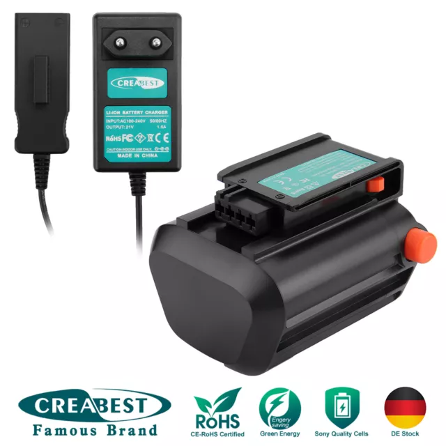 18V 3000mAh Al litio Batteria/Caricabatterie per Gardena EasyCutLi-18/50 9840-20