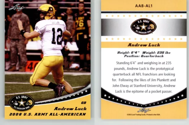 Andrew Luck 2012 Leaf US Army All-American Bowl 2008 #AAB-AL1 Rookie RC Colts